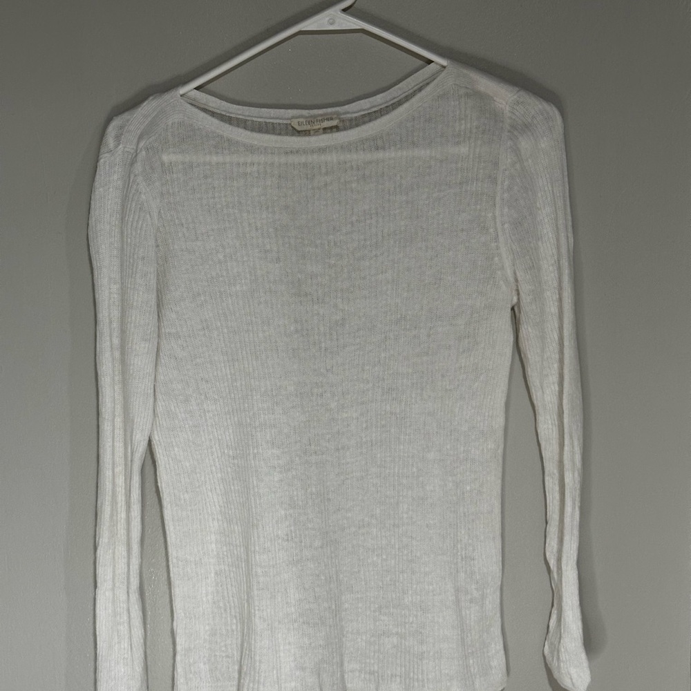 Eileen Fisher Cream Knit Top. 100% linen. Size PM.